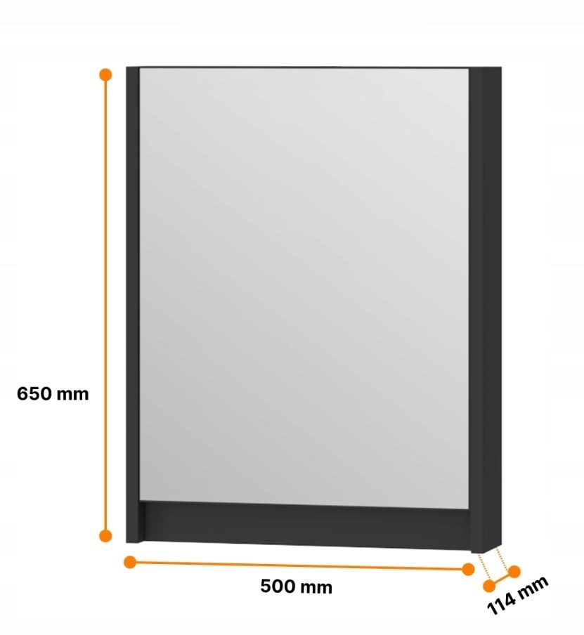 Skriňa kúpeľňová závesná skrinka so zrkadlom 50 cm čierna matná Omeble