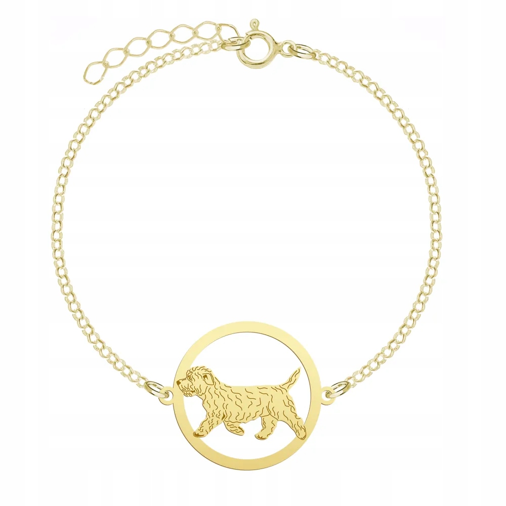 Zlatý náramek s psem Irish Glen of Imaal Terrier 925 Žena Gravírování