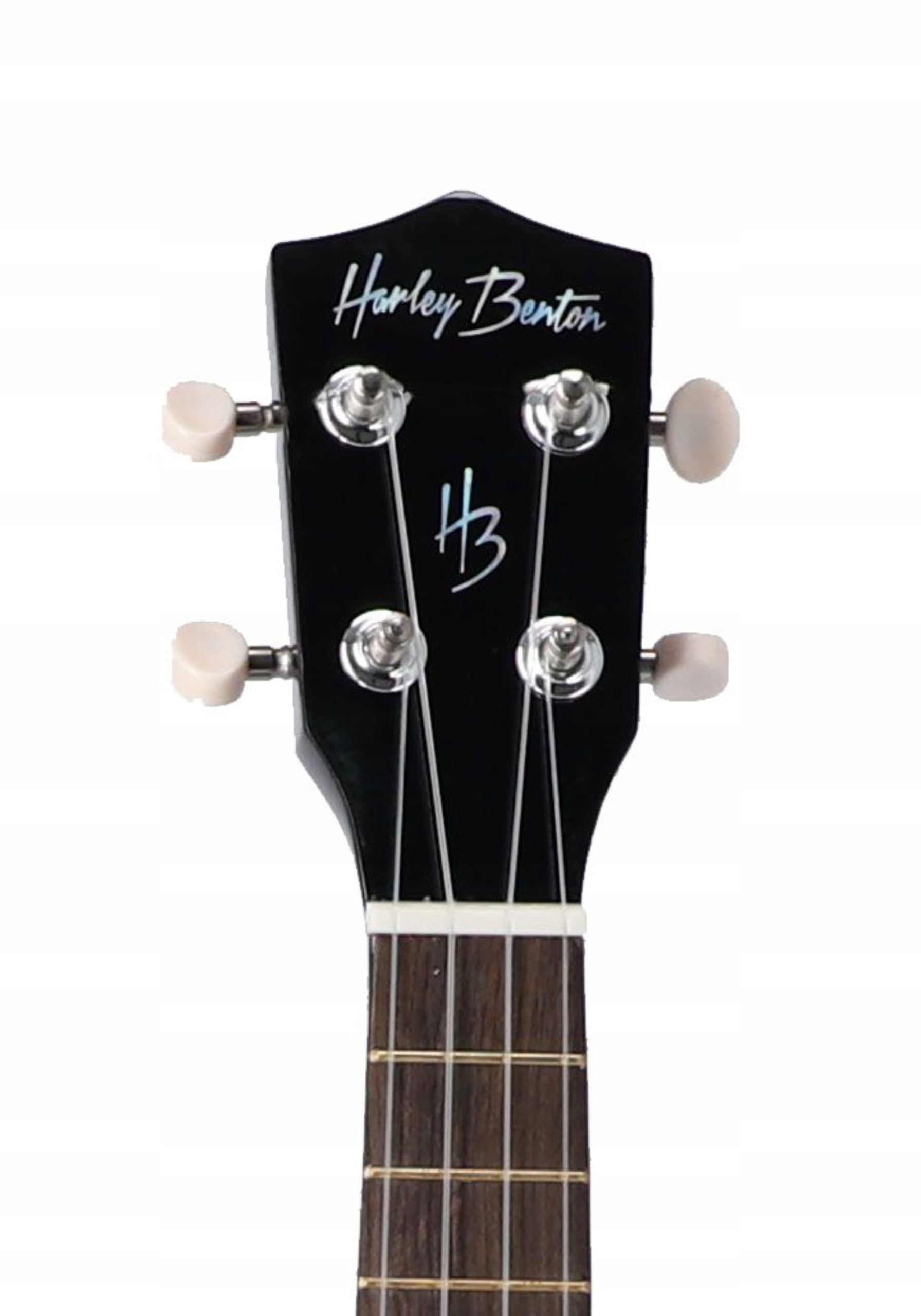 Ukulele sopranowe drewniane błyszczące UK-12 Czarne z Pokrowcem ZESTAW Marka Harley benton