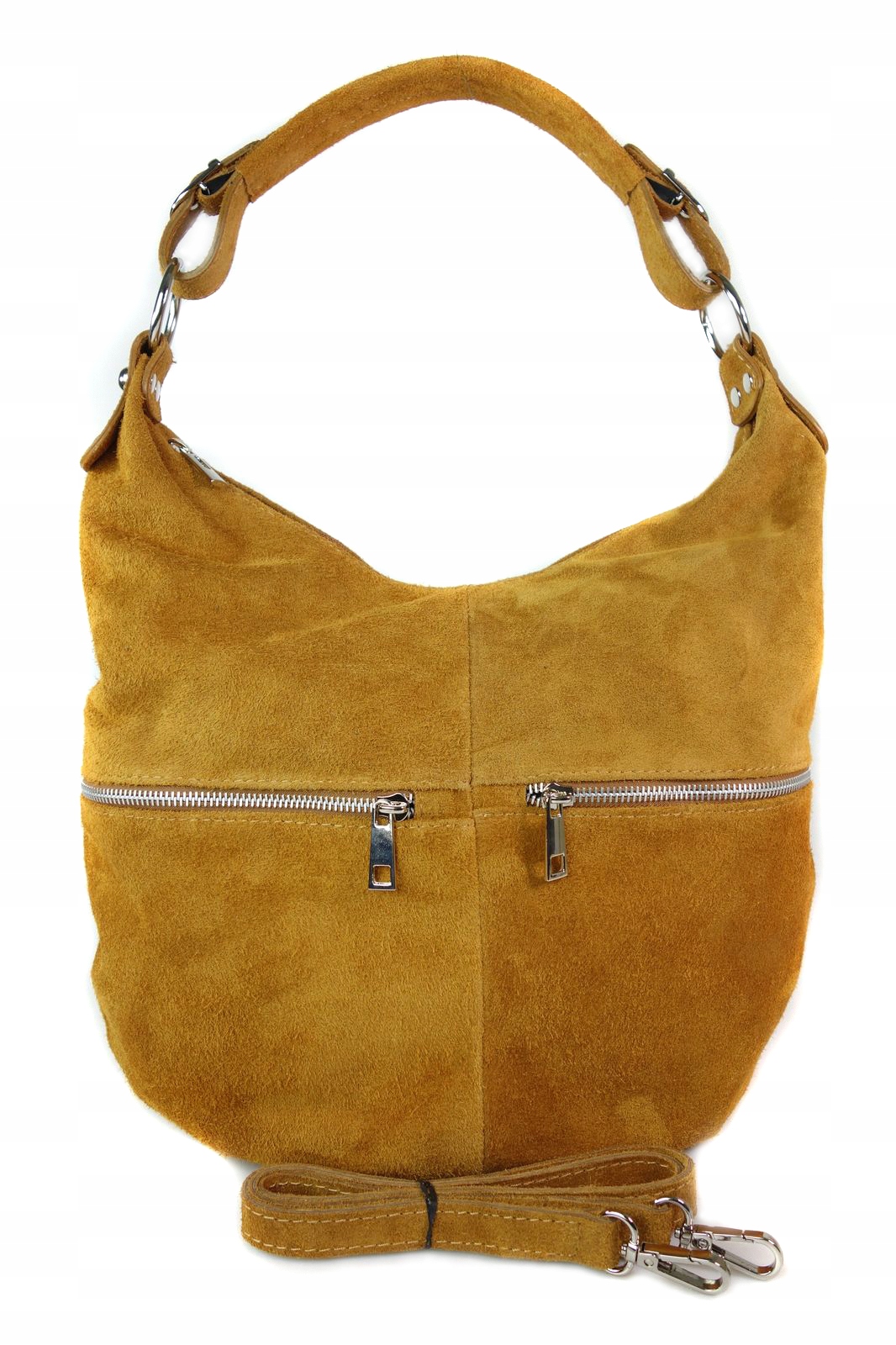 

Włoski Worek Shopper Bag Zamsz Vera Pelle Camel
