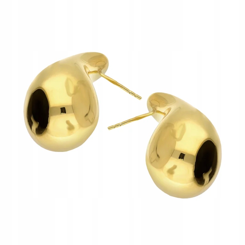 zlaté náušnice 585, módní lesklé konvexní kapky, ideální jako dárek 4.40 g