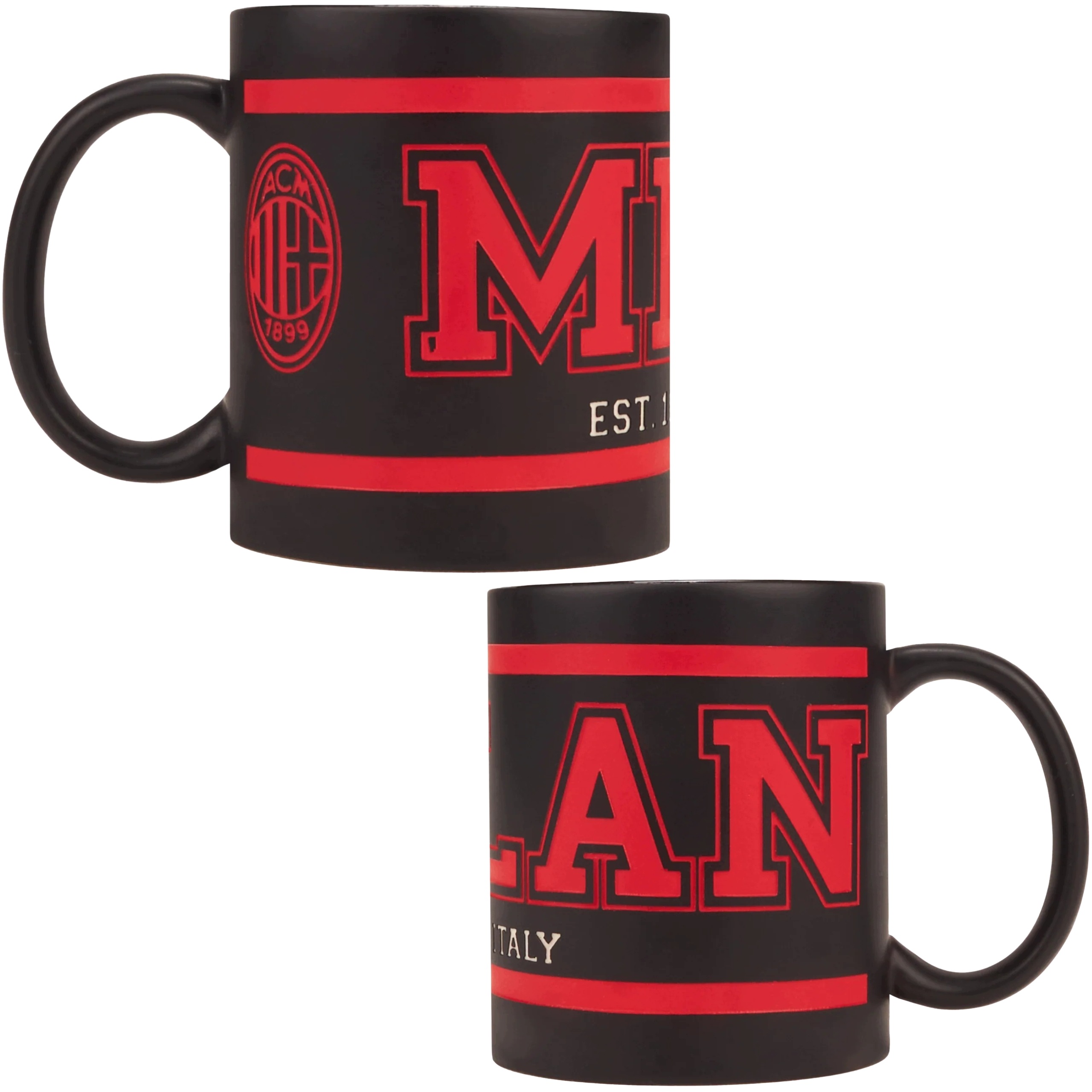 Kubek z Nadrukiem Ac Milan Czarny College 500 ml Oficjalny Produkt Acm