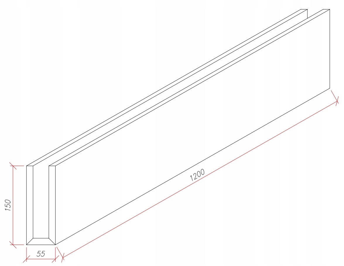 OSŁONA KARNISZ OŚWIETLENIE LED PROFIL U55 ZABUDOWA Kod producenta P-FG02