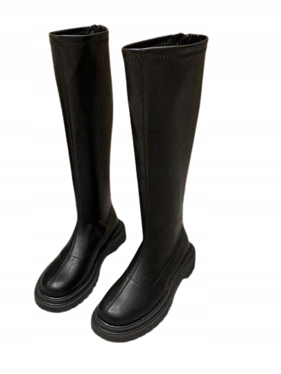 Zimní Shein Dámské Černé Hladké Kozačky Na Zip 39,5 1_B