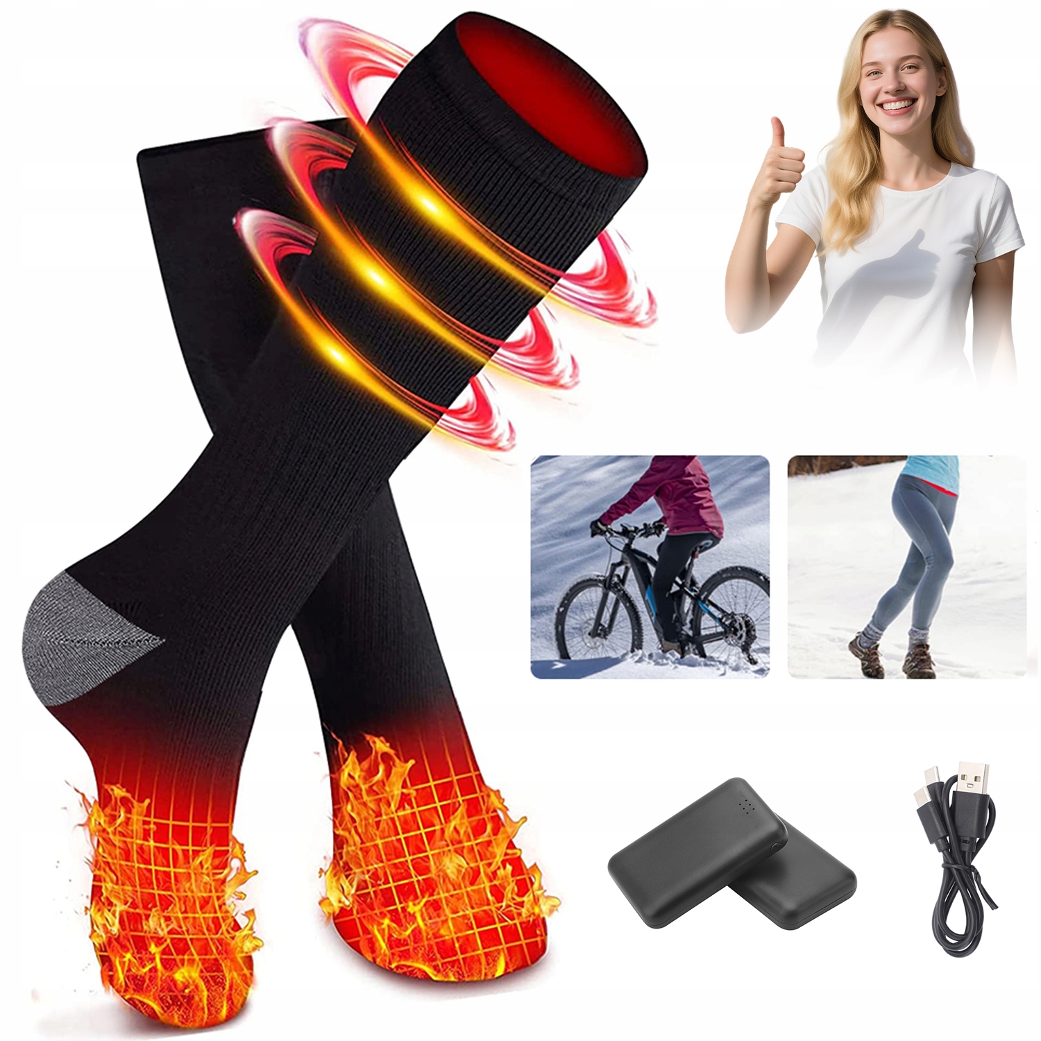 Podgrzewane Skarpety Elektryczne Termiczne Getry Ogrzewacze Do Stóp 4000MAH