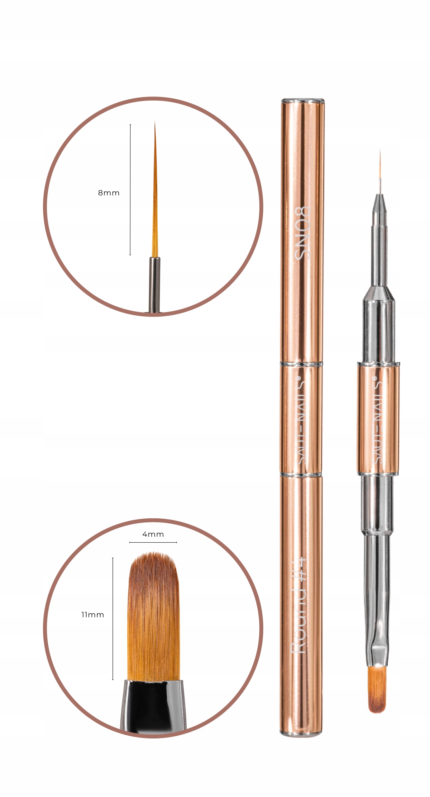 Štětec na gel oboustranný Round #4 SN08 Saute Nails
