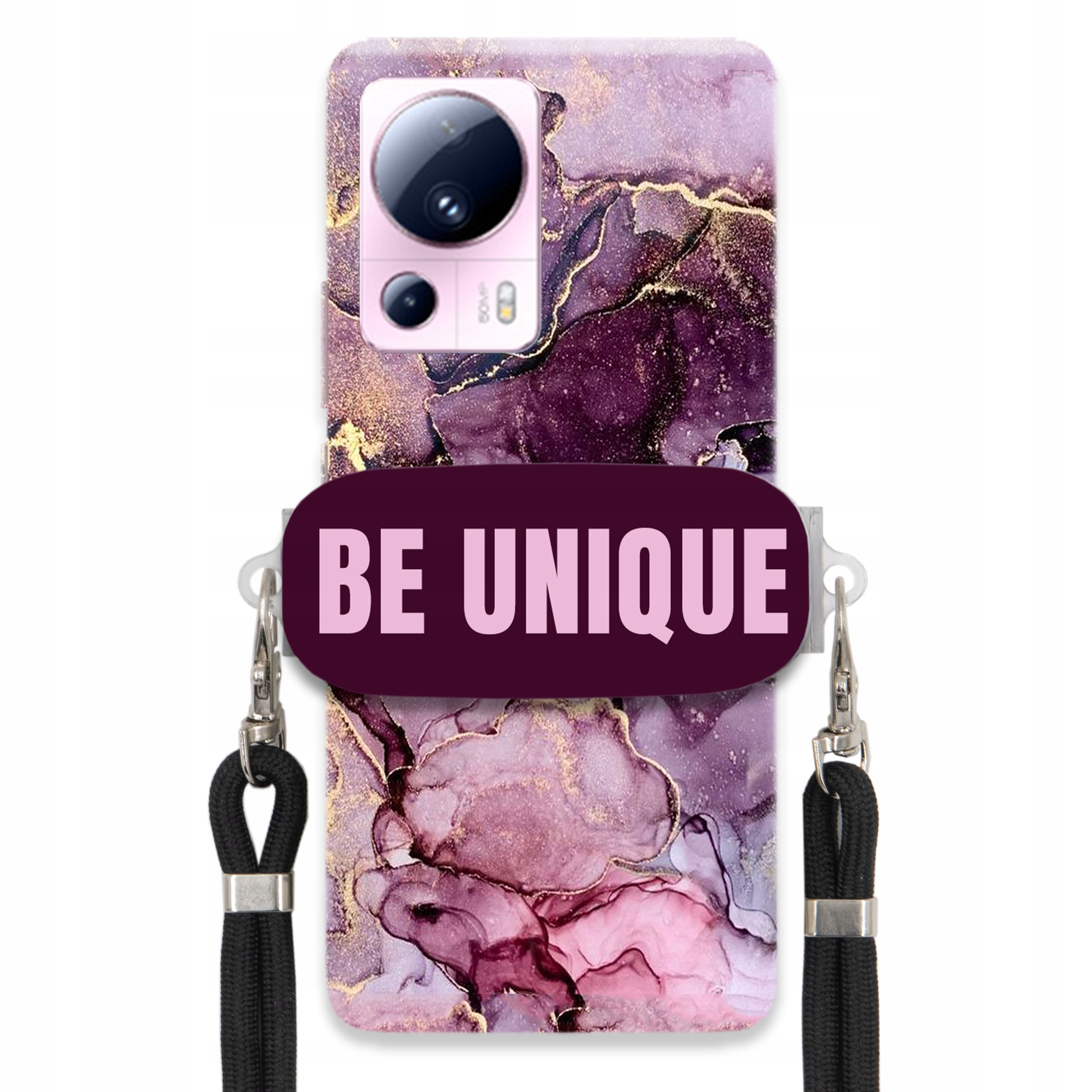 Prémiové puzdro pre Xiaomi CIVI 2 Case Uchywt Šnúrka Čierna Fialová Mramor