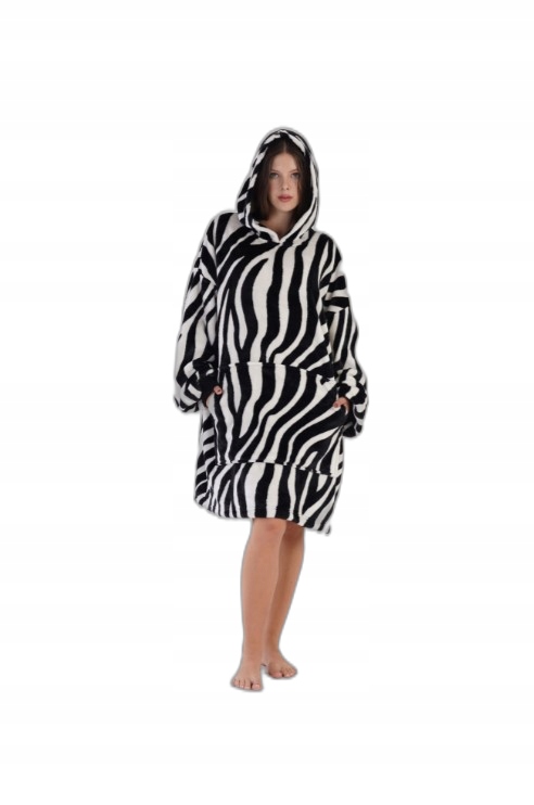 Mikinová Deka s kapucí měkká, poskytující teplo, zebra Vienetta univerzální