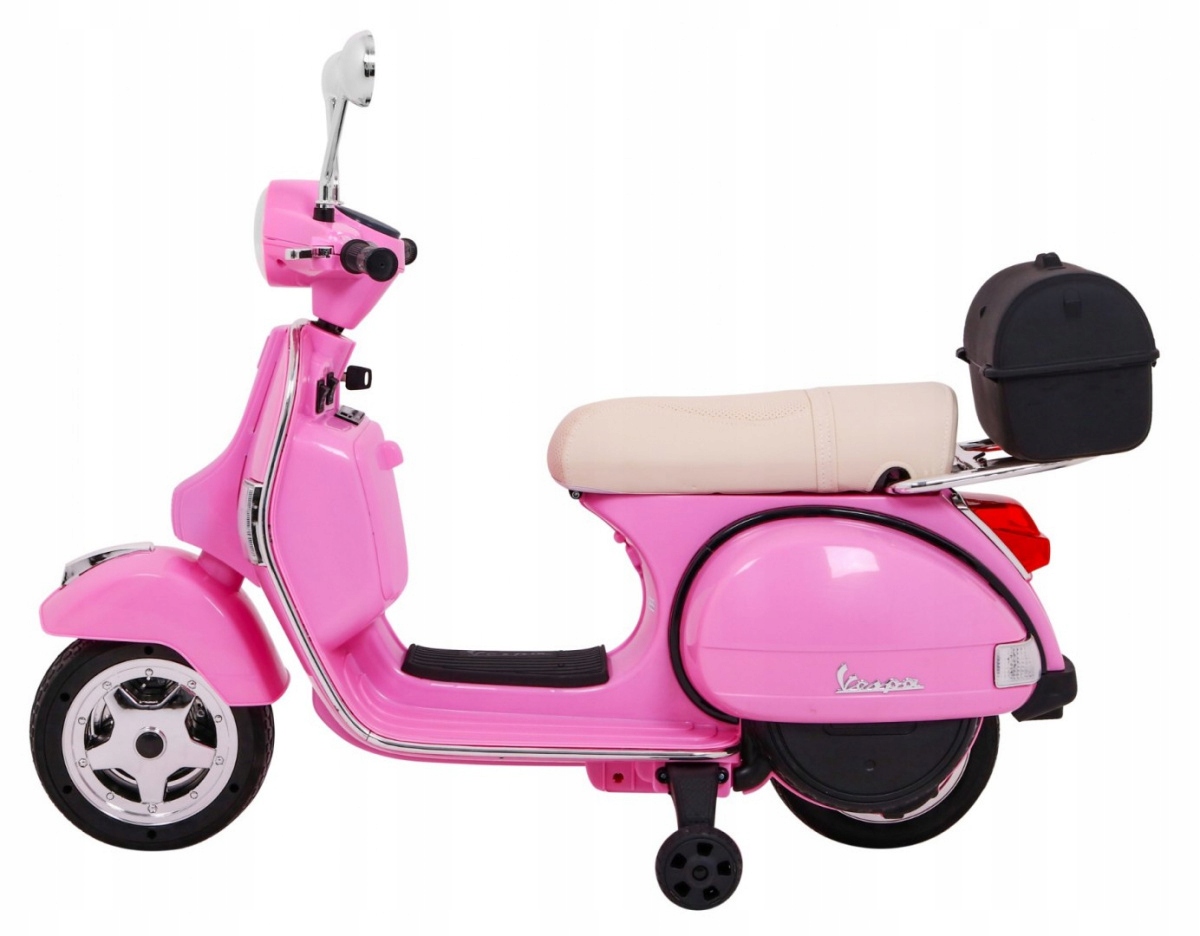 Motor na akumulator Skuter Vespa dla dzieci Kółka pomocnicze Ekoskóra