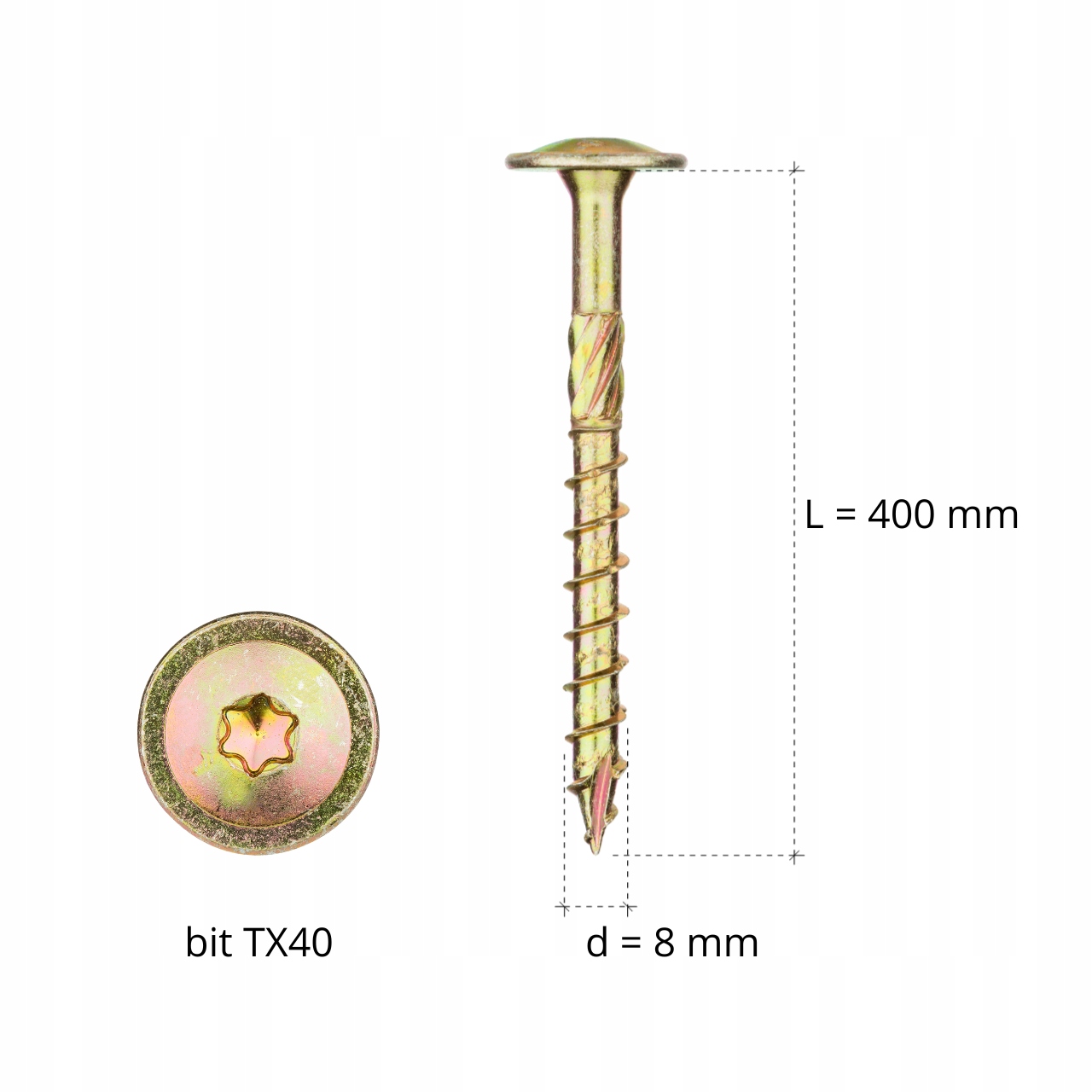 Tesárske tanierové skrutky do dreva Torx 8x400 50ks