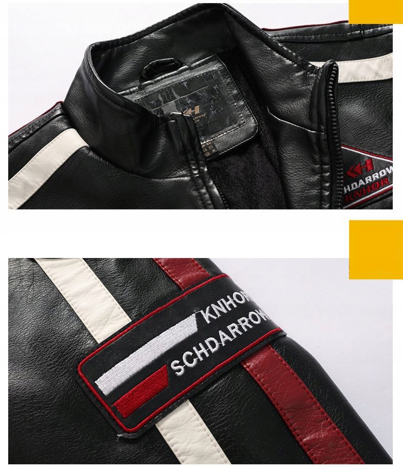MĘSKA KURTKA MOTOCYKLOWA SKÓRZANA SPORTOWA Moda Materiał inny