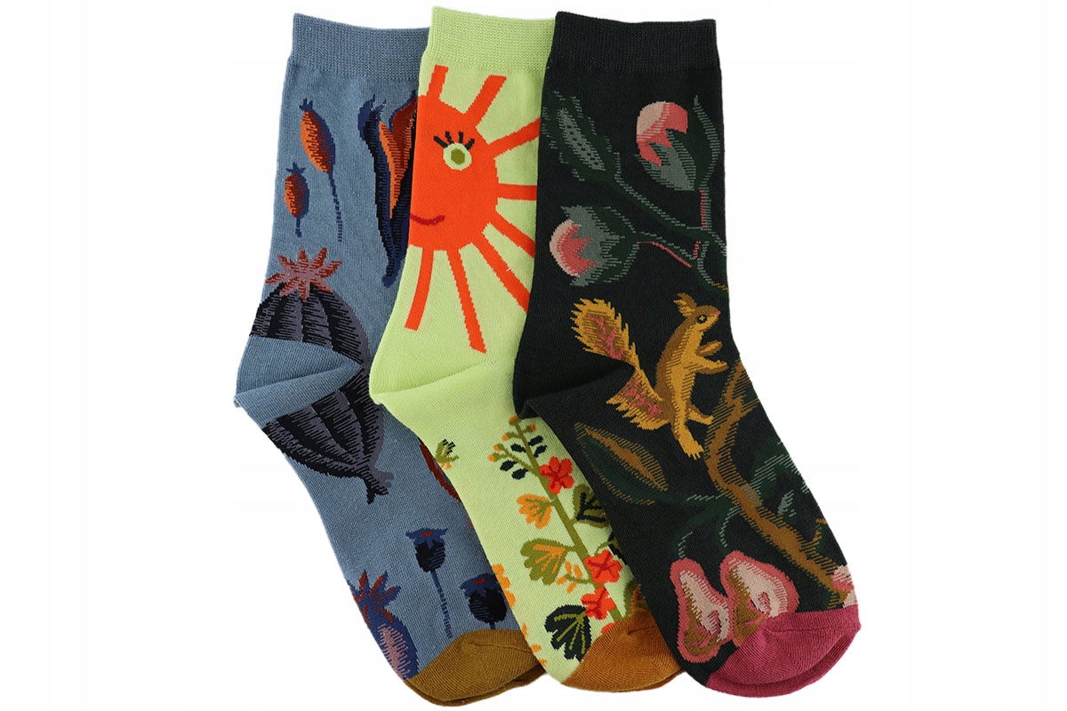 

3x Skarpetki Damskie Kolorowe Śmieszne Bawełniane