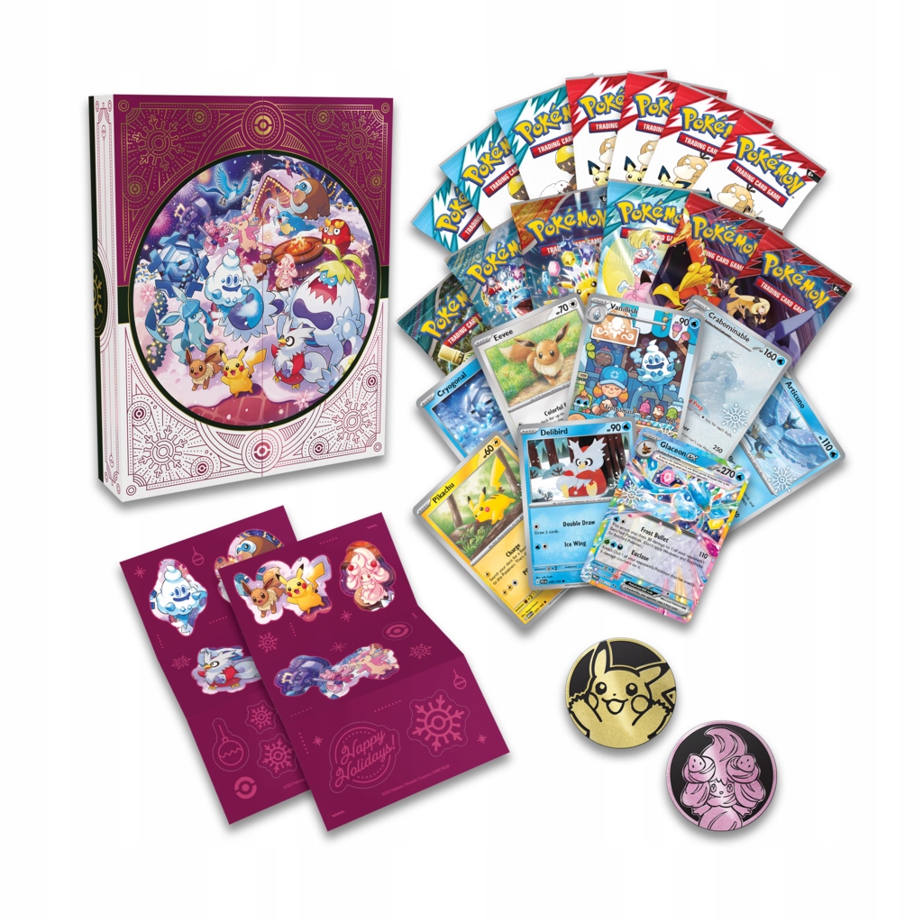 Адвент-календарь Pokemon TCG Holiday Calendar 2025, коллекционные карты, бустеры и промо-карты — фото 2