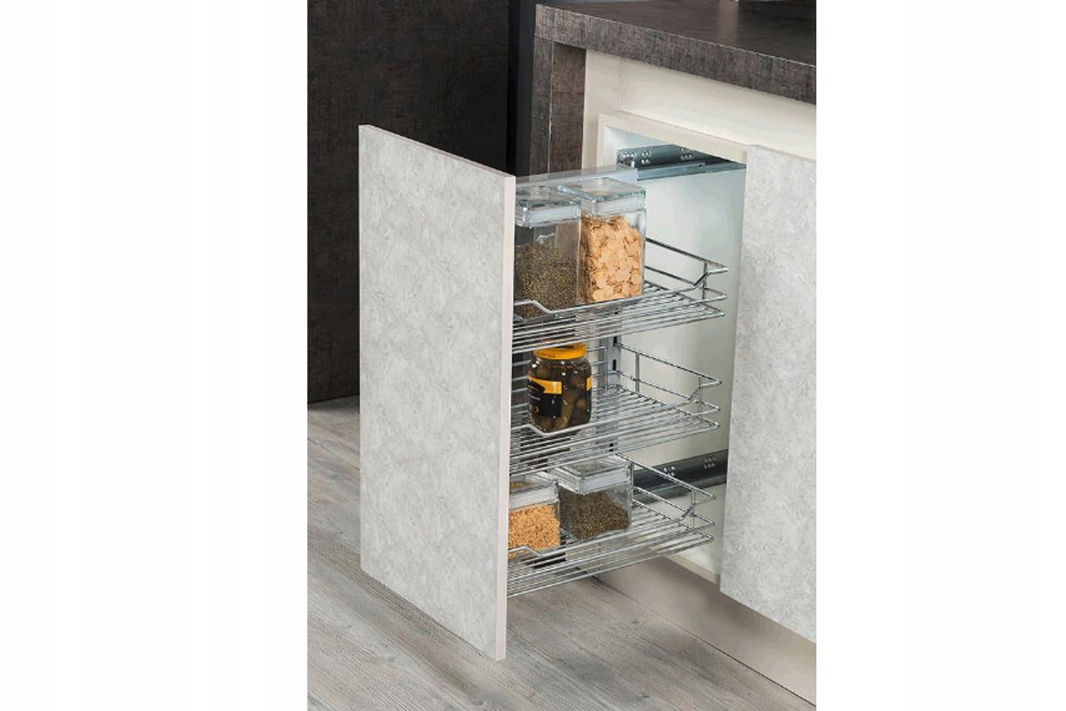 Cargo do skrinky 35 Chrom 3 úrovne tandem blum plný výsuv ľavý