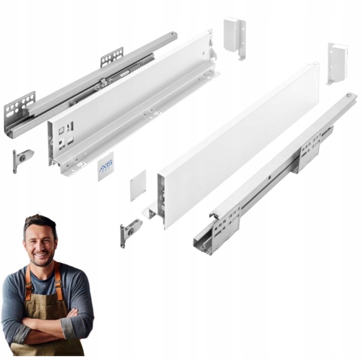 Szuflada Gtv Axis Pro 400 mm push to open niska biała H-84
