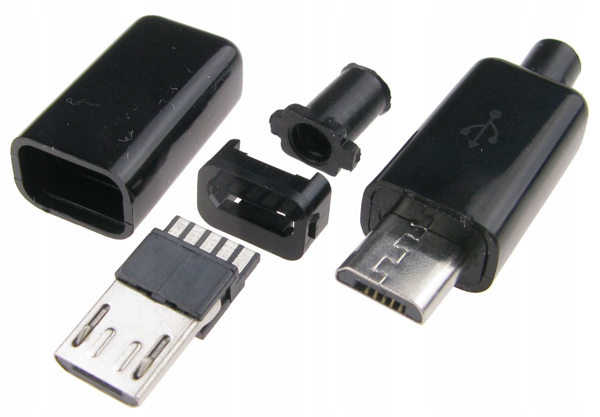 Wtyk micro USB B na kabel 5 pin czarny /1641