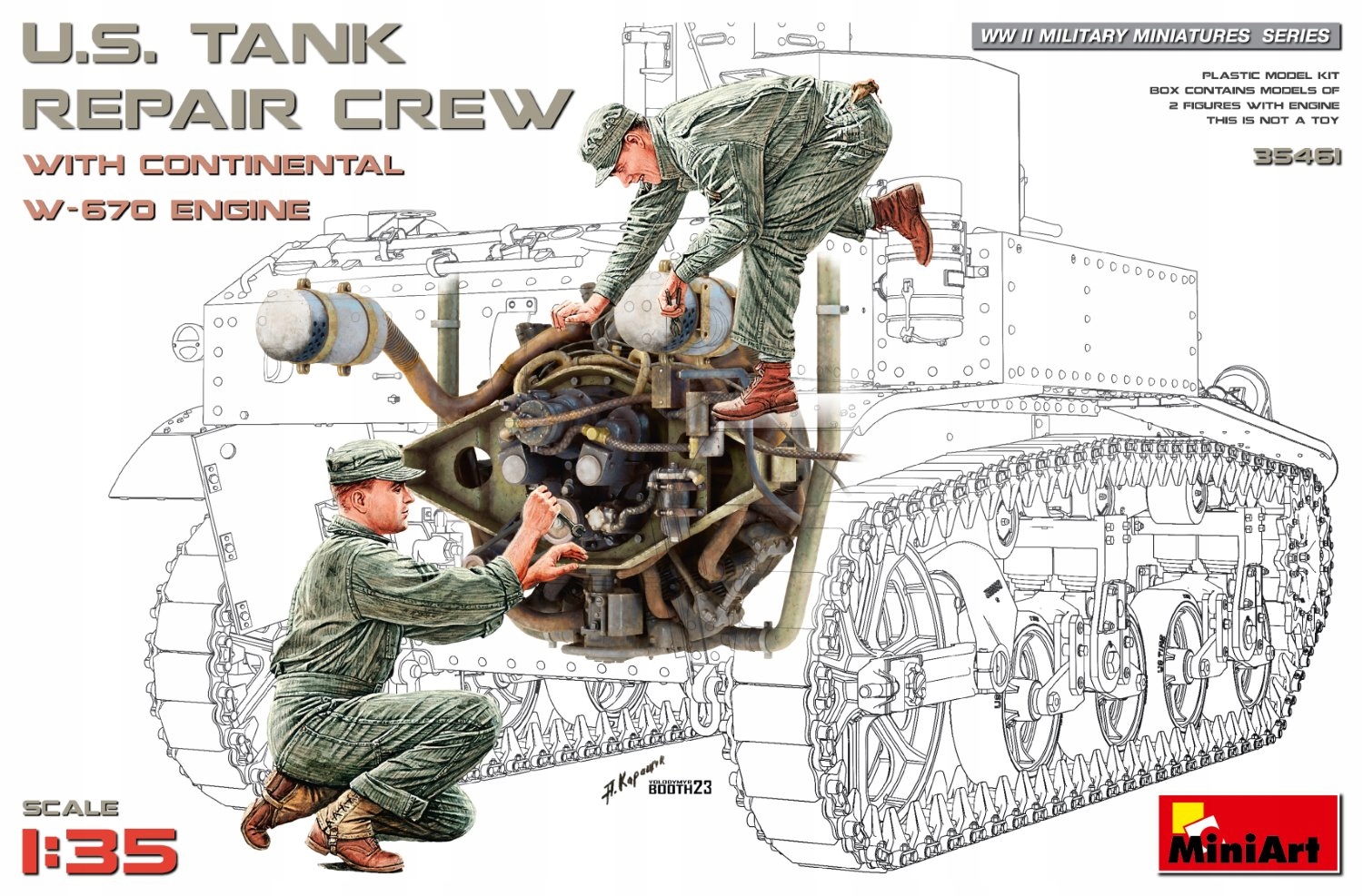 Miniart 35461 1:35 Americká posádka pro opravu tanků s motorem Continental W-670