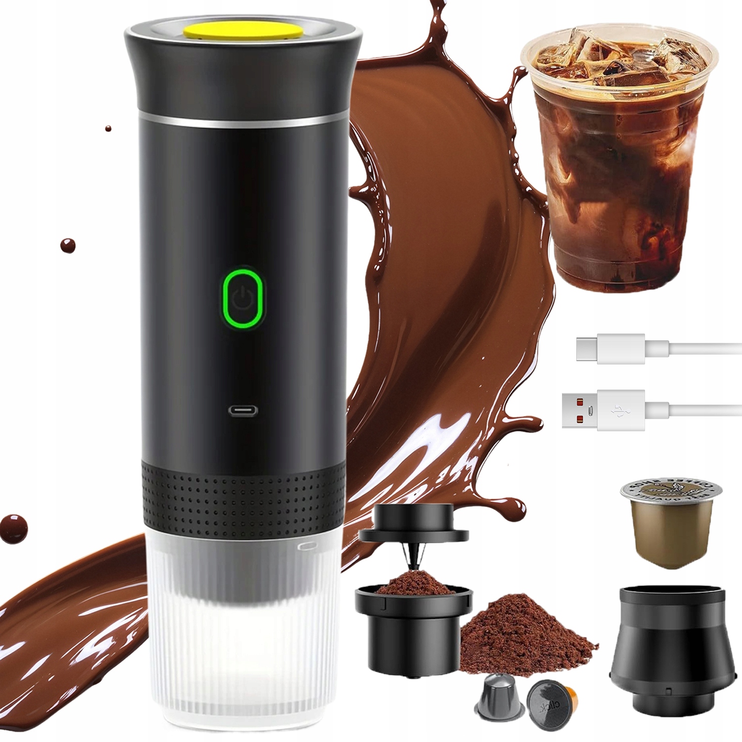 Přenosný Kávovar 60 ML Turistický, Bezdrátový, Automobilový