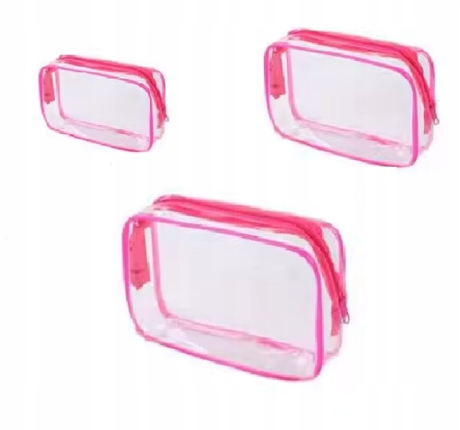 Zestaw 3 kosmetyczek PVC transp róż Kod producenta 5902973259629