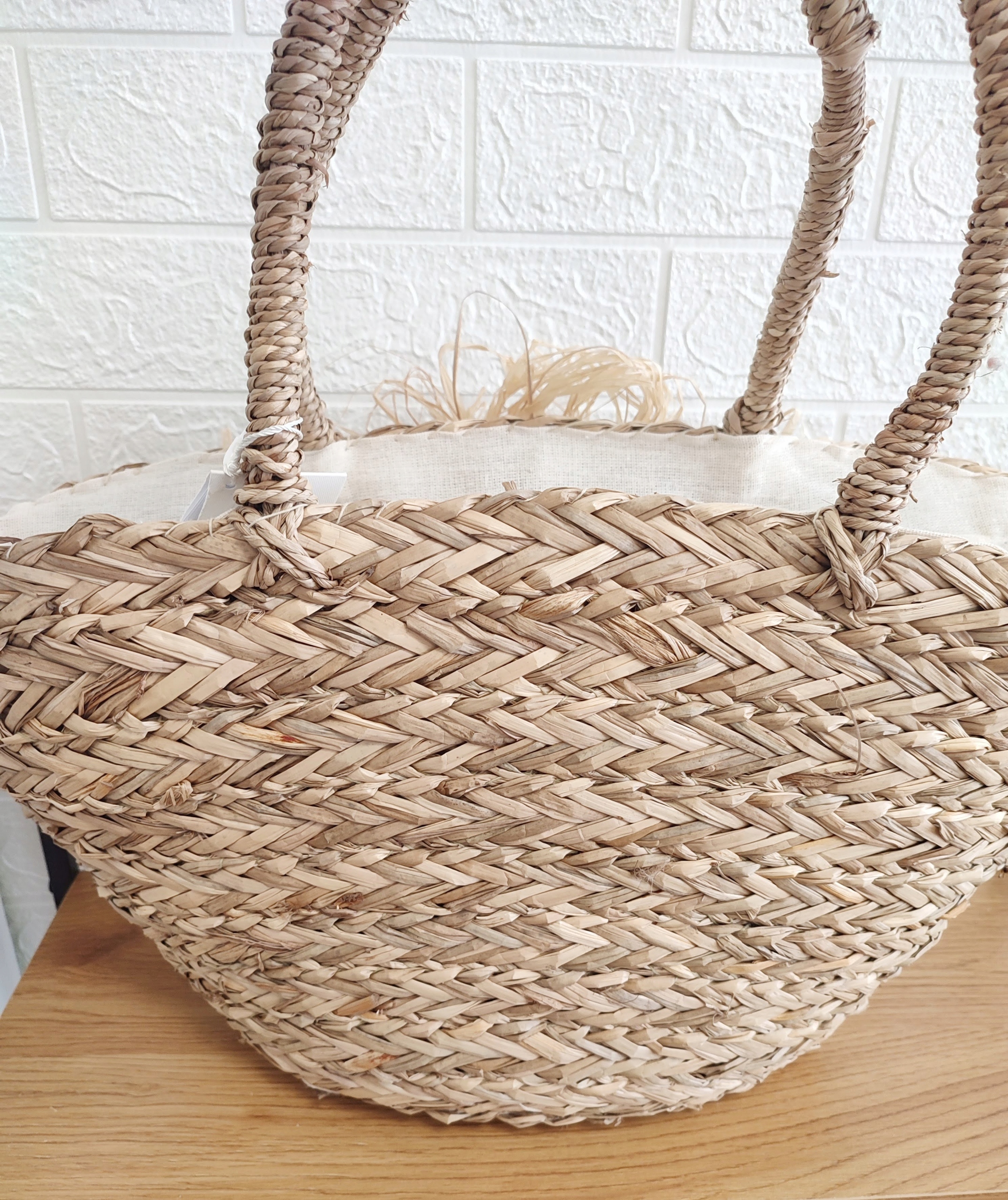 Koszyk torba trawa morska zdobiony nowy duży Marka bez marki