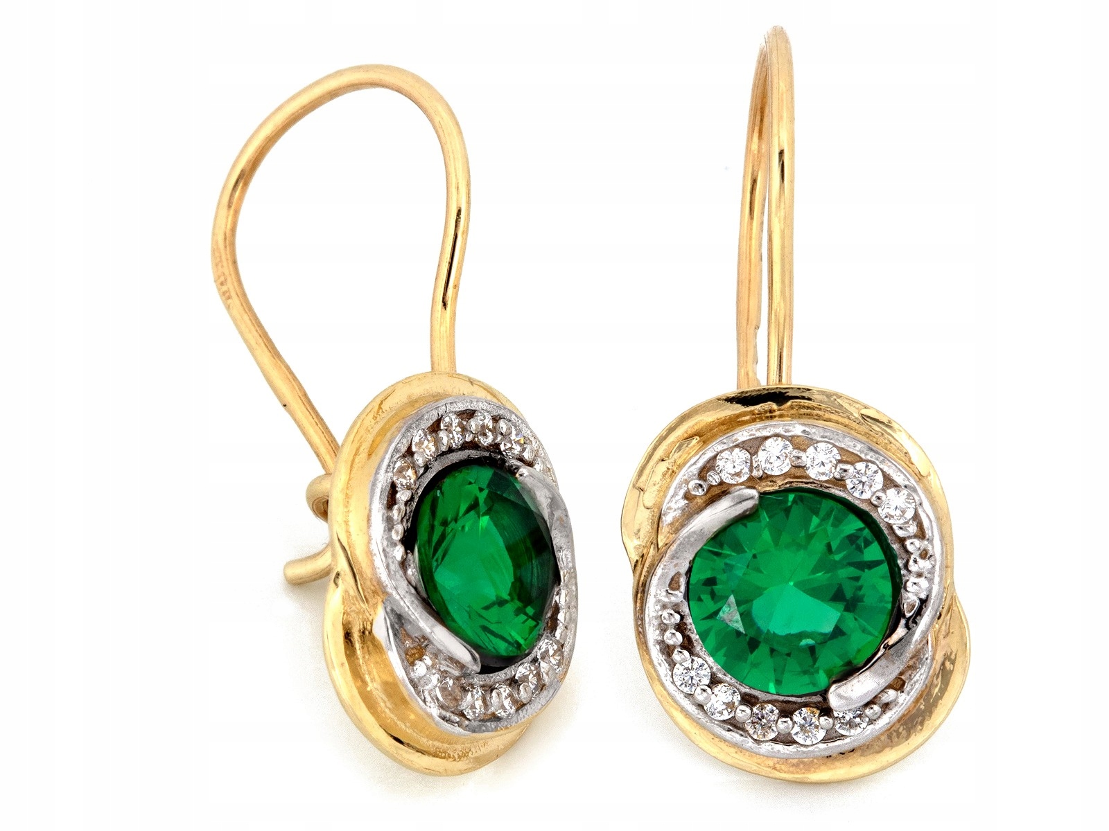 Exkluzivní náušnice ze zlata 585 s velkým zeleným zirkonem 2.47 g jako dárek