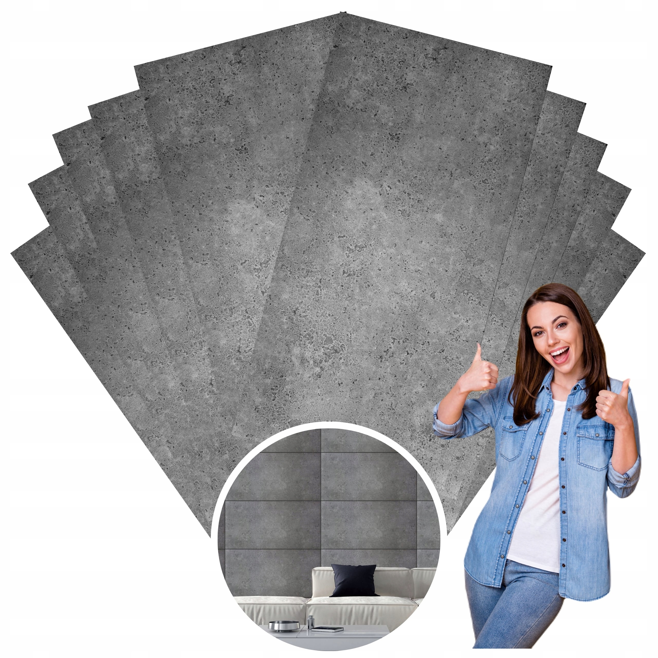 Panele Ścienne Sufitowe Betonowy Panel na Ścianę Szary Grafit 4214XL 5m2