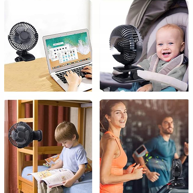 WENTYLATOR CLIP Z AKUMULATOREM, MAŁY PRZENOŚNY WENTYLATOR STOŁOWY NA BATERIE ZASILANIE USB Kod producenta Table Fan