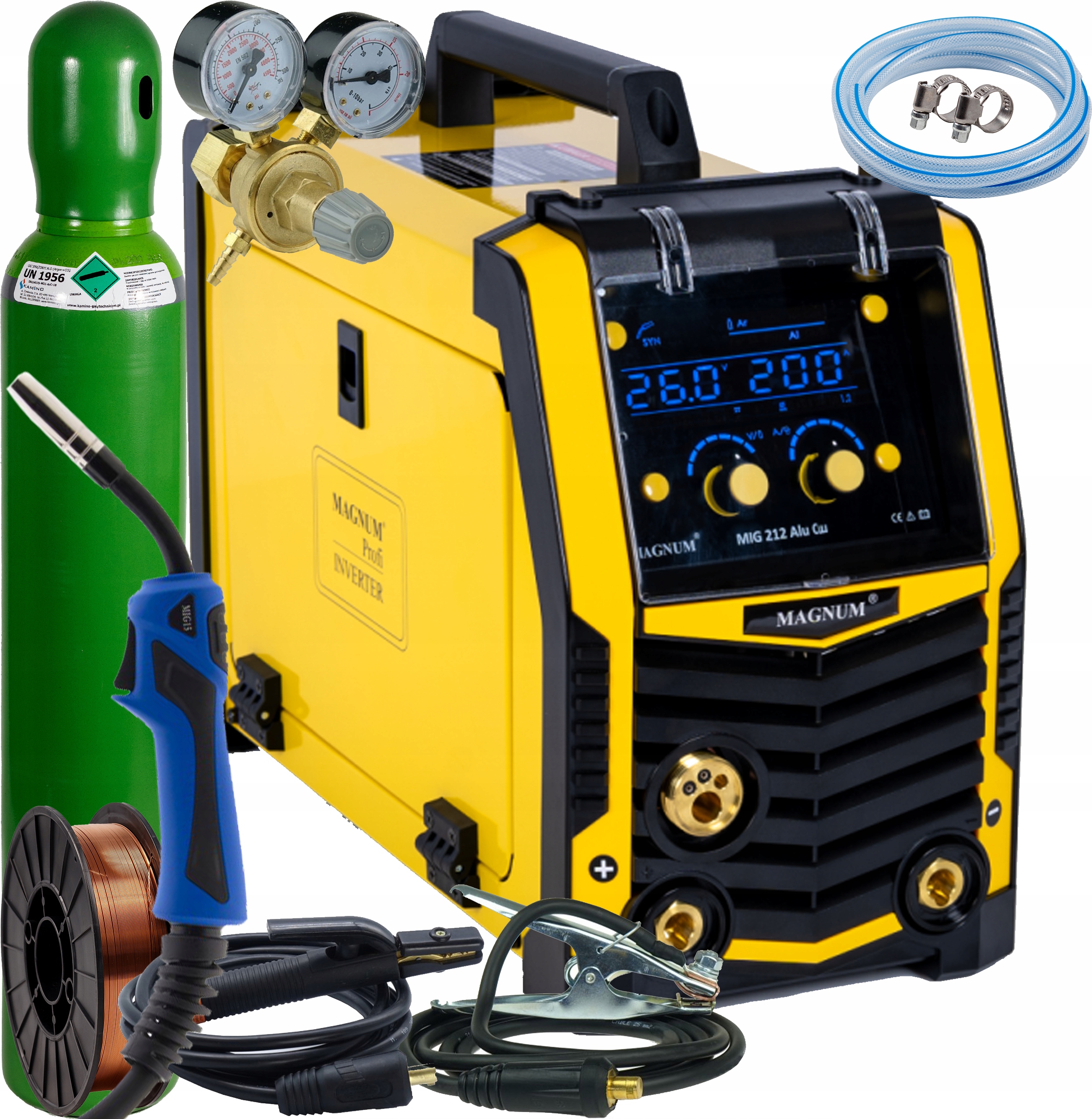 Spawarka Magnum Mig 212 Alu Cu Synergia Mag Mma Tig Flux 200A 230V ZESTAW4