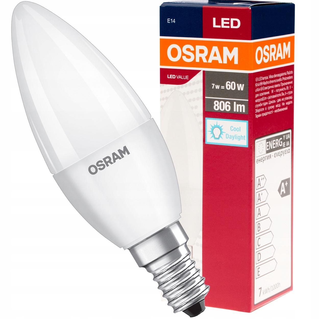 

Żarówka Led Świeczka E14 7W 60W B35 6500K Osram