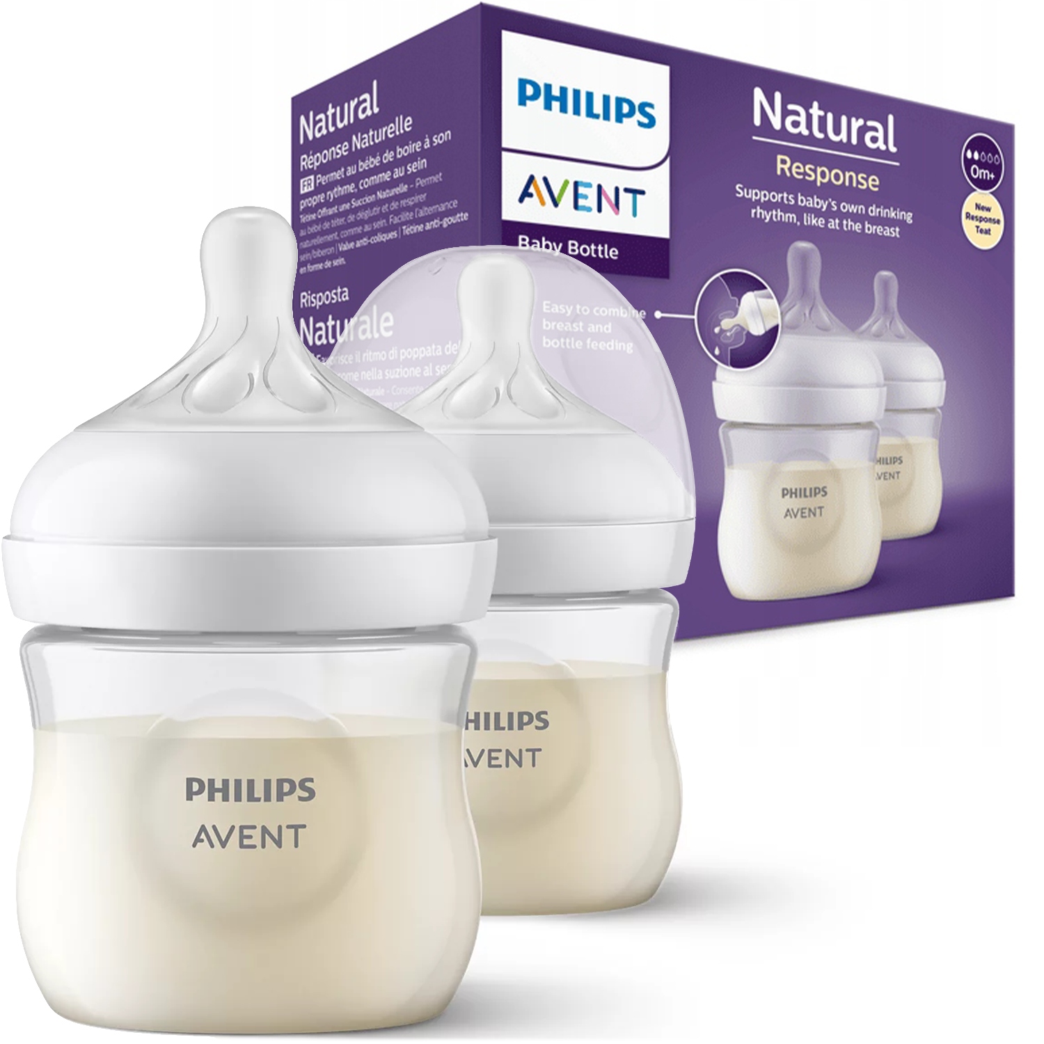 2x BUTELKA DO KARMIENIA PHILIPS AVENT NATURAL 125ML ANTYKOLKOWE SMOCZKI 0M+