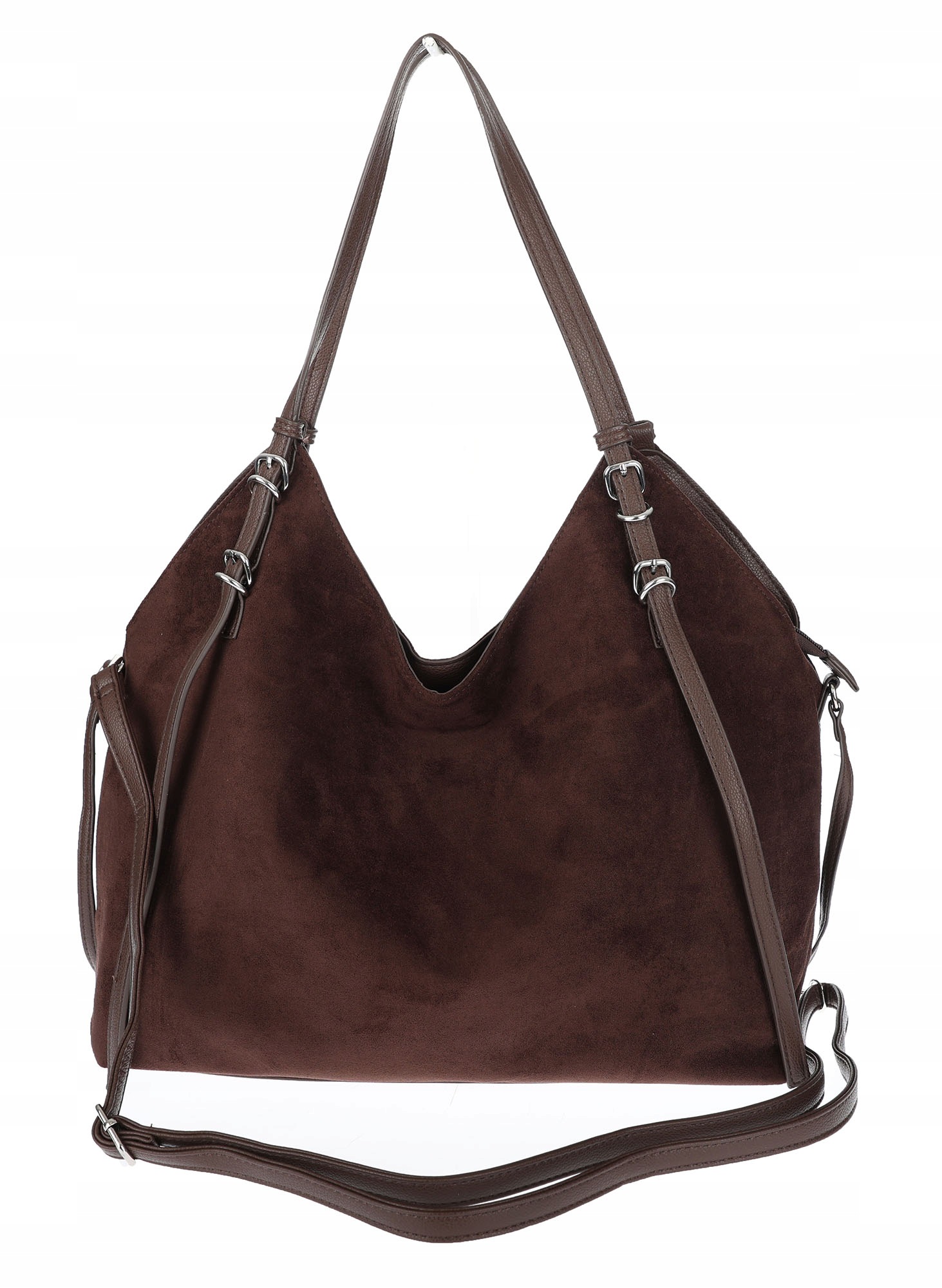 Dámská semišová kabelka shopper prostorná elegantní módní 638C Čokoládová