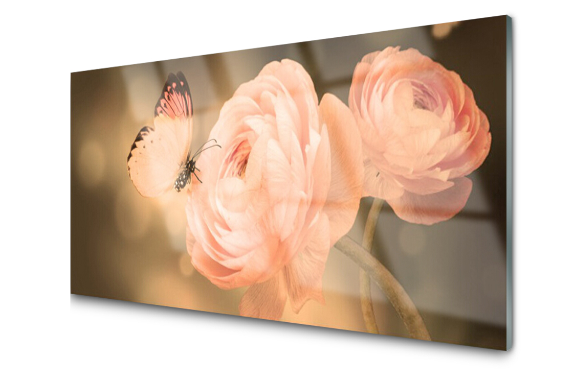 

Panel szklany Płytka Motyl Róże Przyroda 100x50