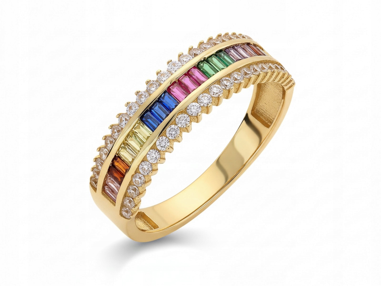 Ženský zlatý prstýnek 585 s kamínky, elegantní a módní vzor