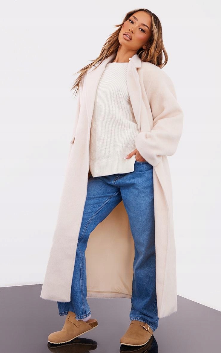 KU213 Prettylittlething Kabát Béžový Klasický Přechodový (13) S