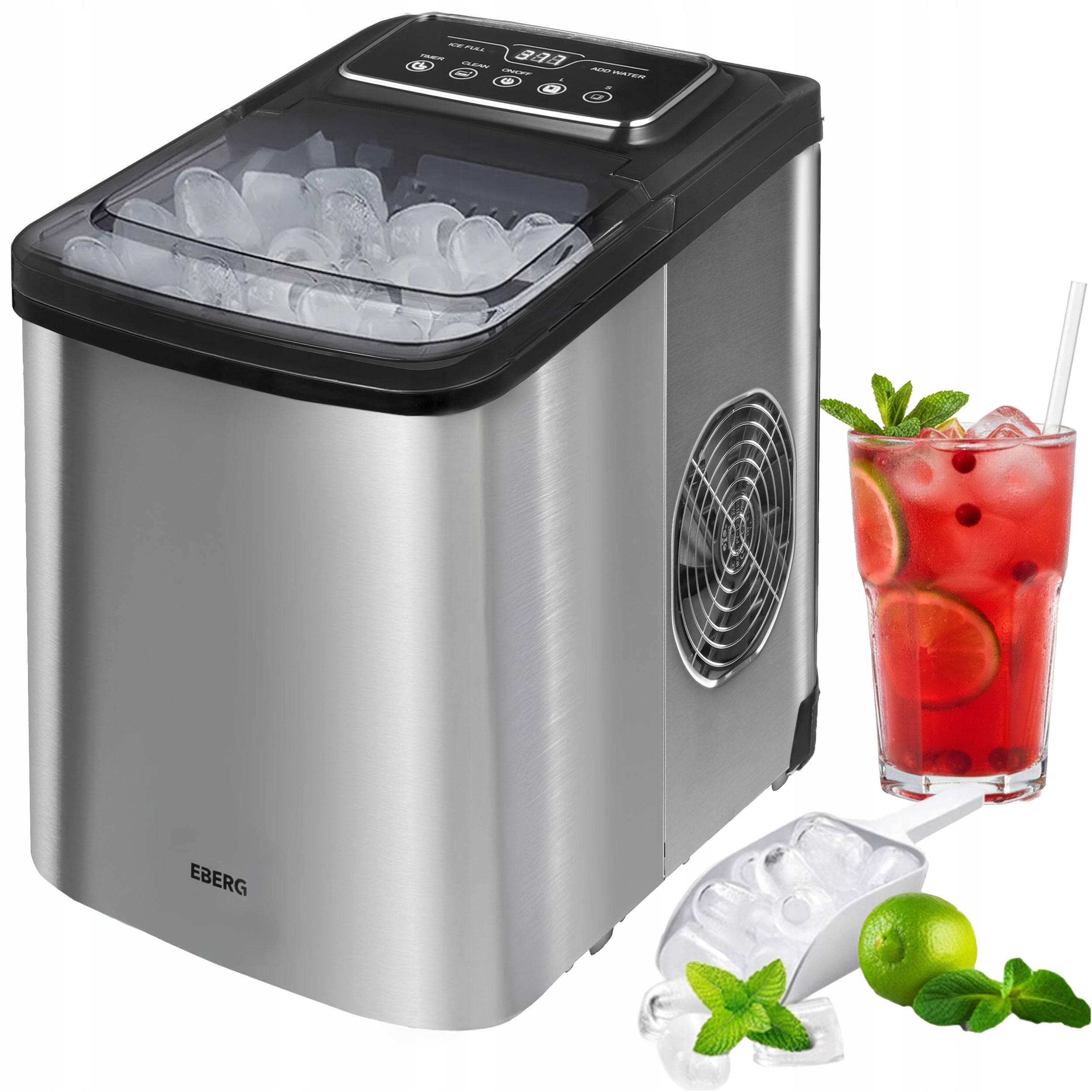 Kostkarka do lodu Eberg domowa maszyna do kostek 12kg 160W ekspresowy lód