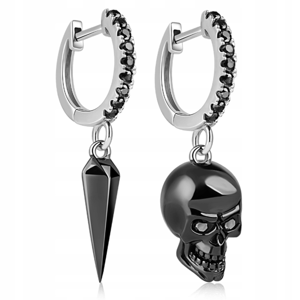Pánské stříbrné náušnice závěsné stříbro 925 lebka
