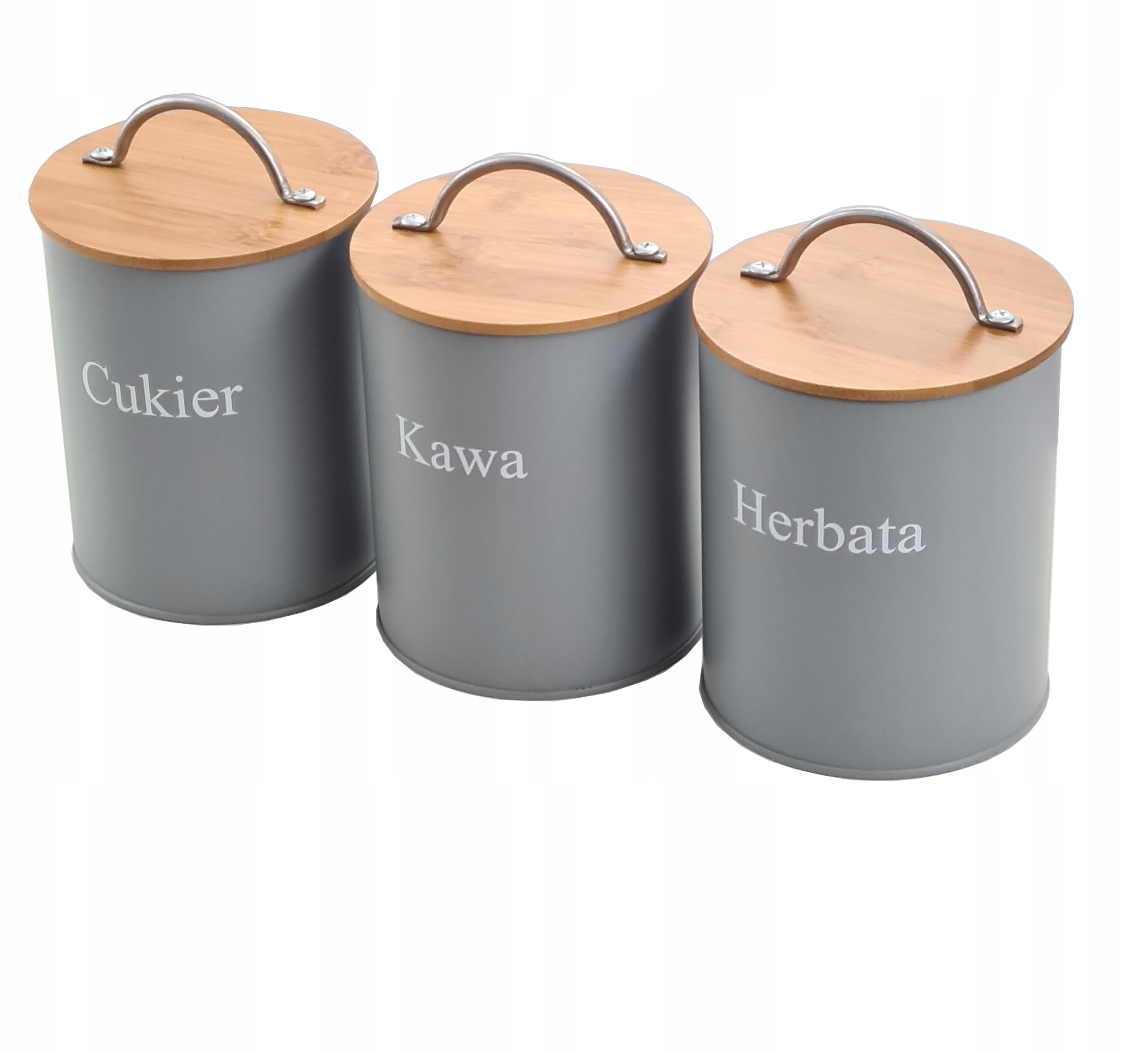 

Pojemniki Szare zestaw Puszki Kawa Herbata Cukier