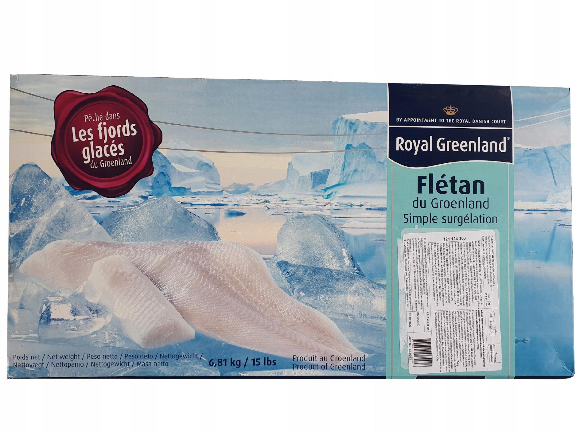 Filet z halibuta bez skóry Royal Greenland 6,8kg suchy lód