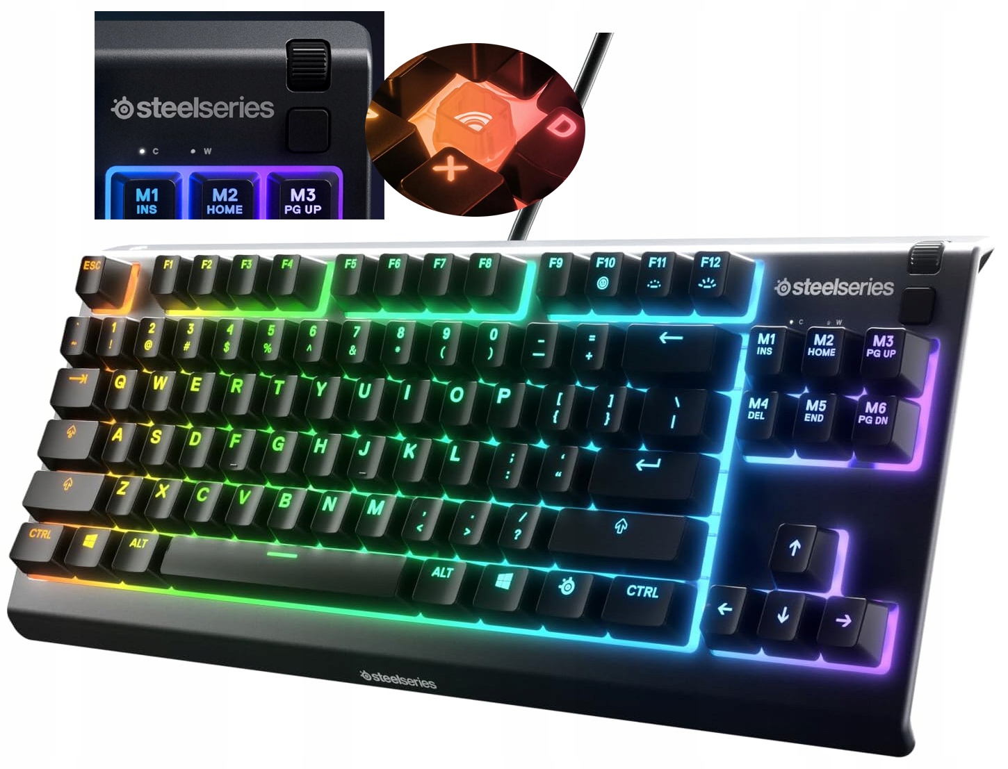 Multiediálna Tichá Slim Herná Klávesnica Steelseries Apex 3 Tkl Us Rgb
