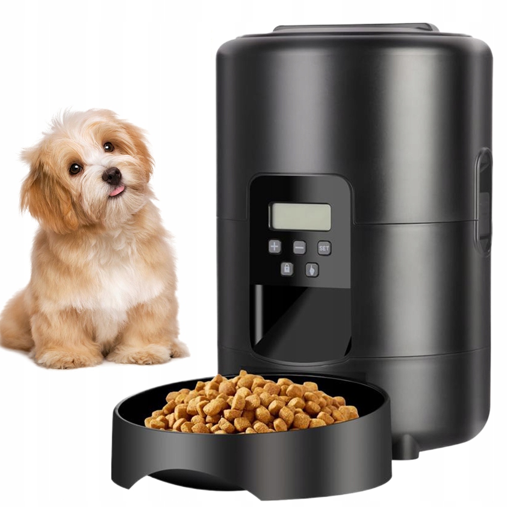 Levně Dávkovač Krmiva S Časovačem Pro Zvířata Snadno Čistitelný LCD