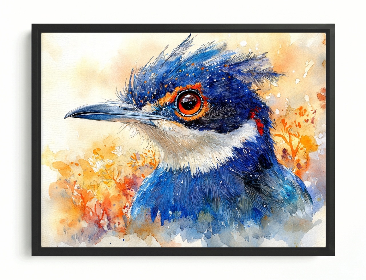Obraz Rám American Box Modrý Akvarelový Vták Príroda Kus 80x60