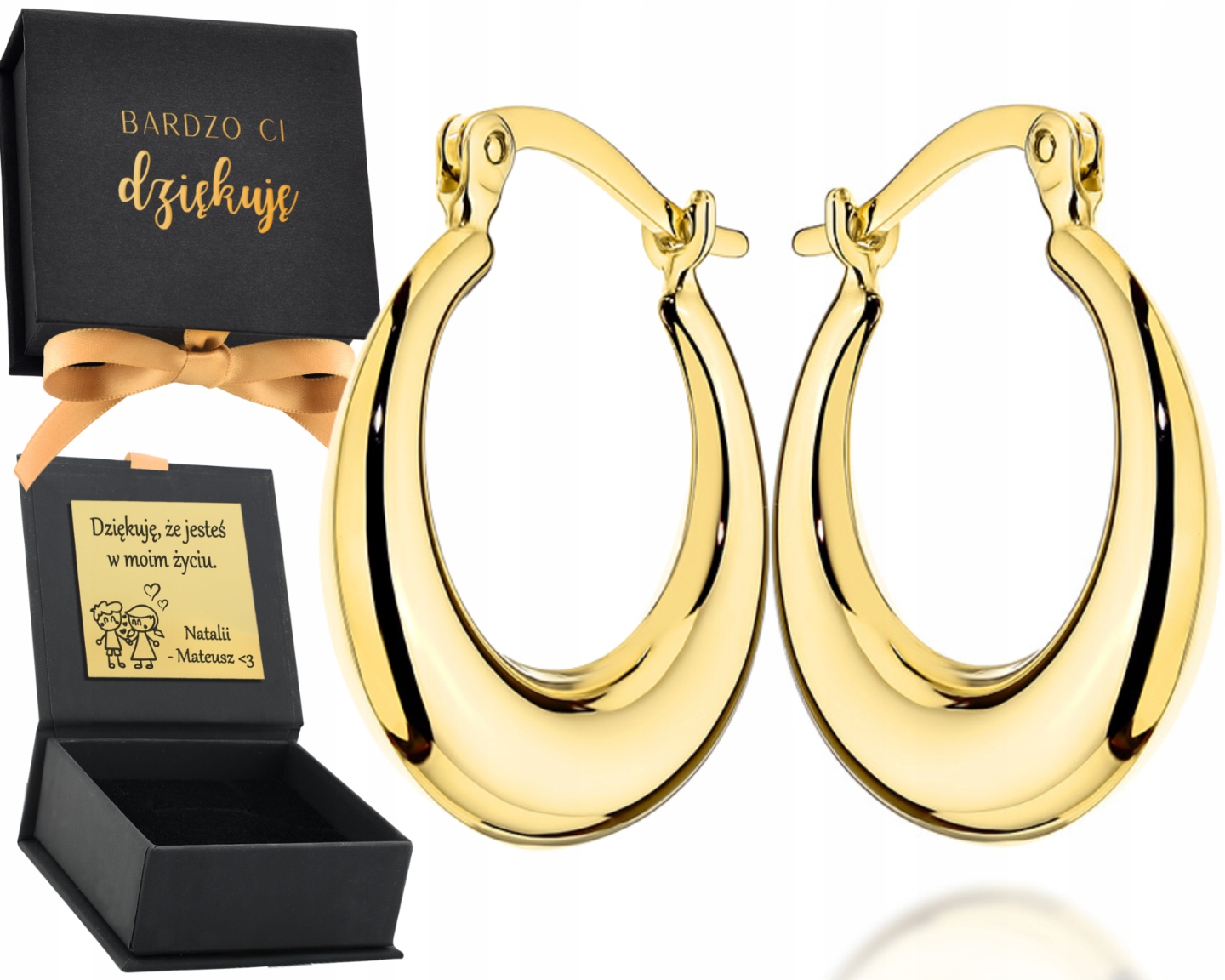 Náušnice Zlaté kruhy se zaoblenou lištou na anglickém zapínání 1,9 cm 585