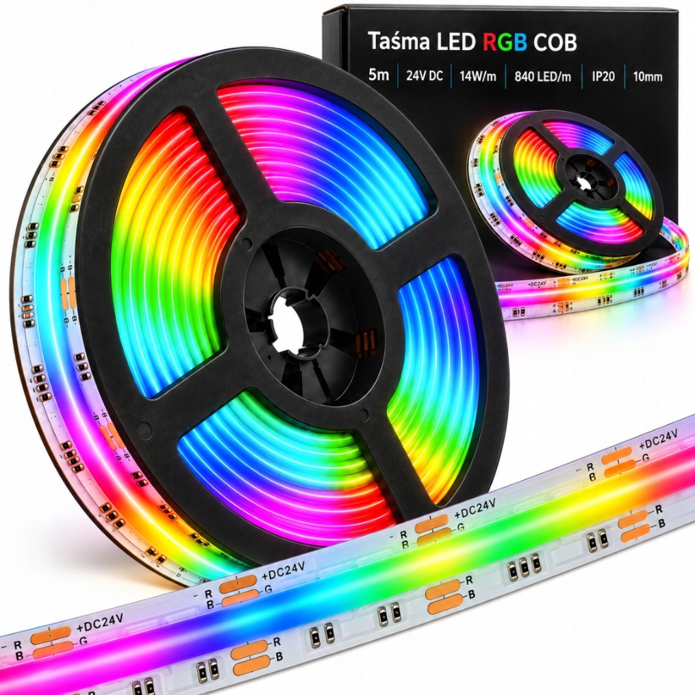 Páska Cob Rgb 5 m 24 V pro dekoraci interiéru nábytku polic a stropu v domě