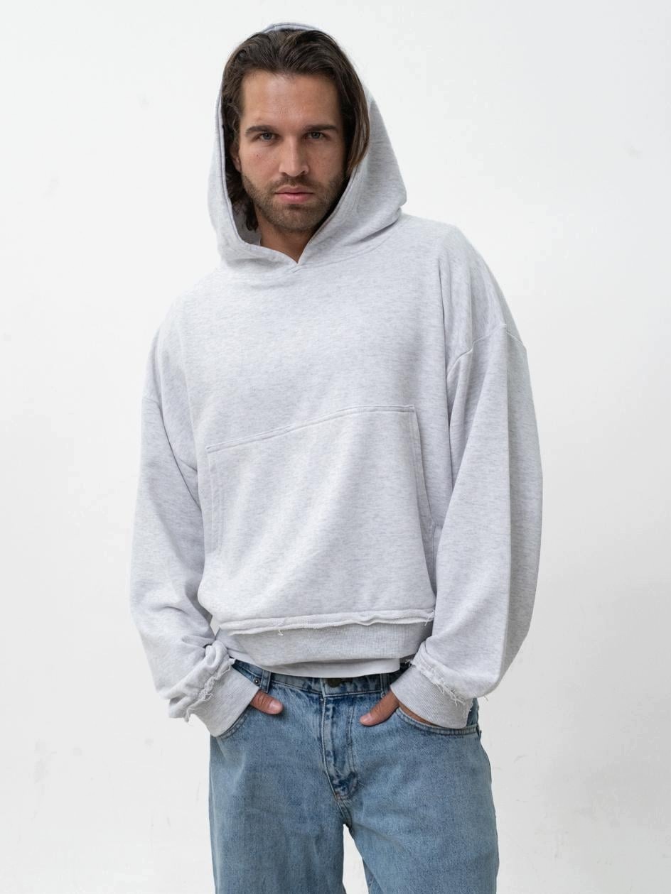 Mikina Volná S Kapucí Oversize Bez potisku Pánská Šedá Jigga Wear Pure M