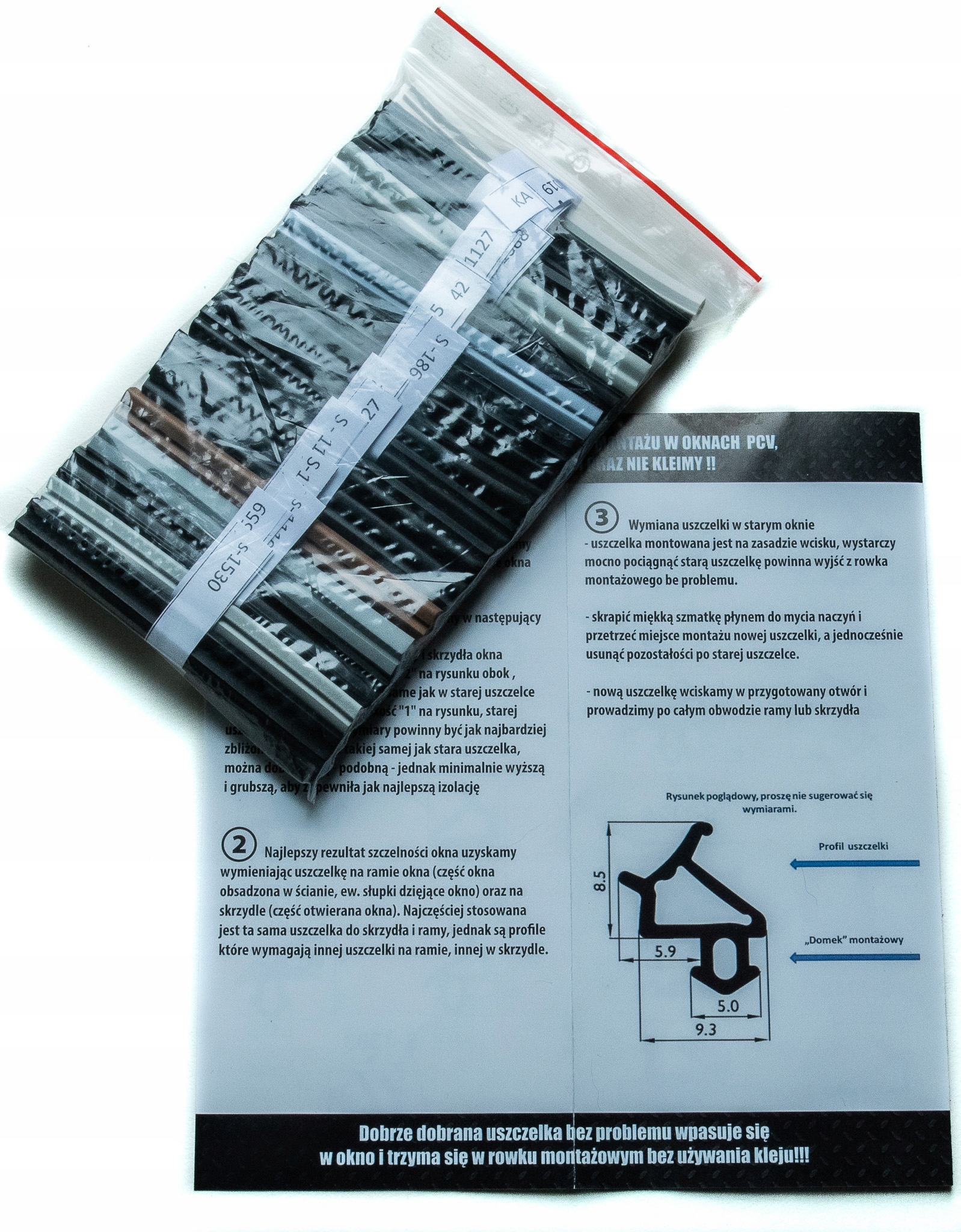 MEGA WZORNIK PRÓBNIK DO OKIEN PCV PLASTIKOWYCH RYSUNEK OPIS USZCZELEK Kod producenta WZORNIK USZCZELEK DO OKIEN