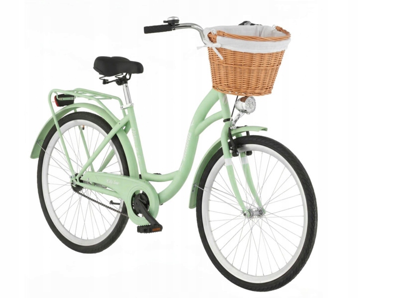 Rower miejski Indiana Moena 26 cali damski Miętowy Kosz wiklinowy Wkład