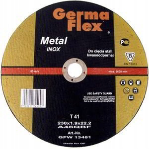 

Tarcza do cięcia metalu 230x1,9x22 GermaFlex Inox
