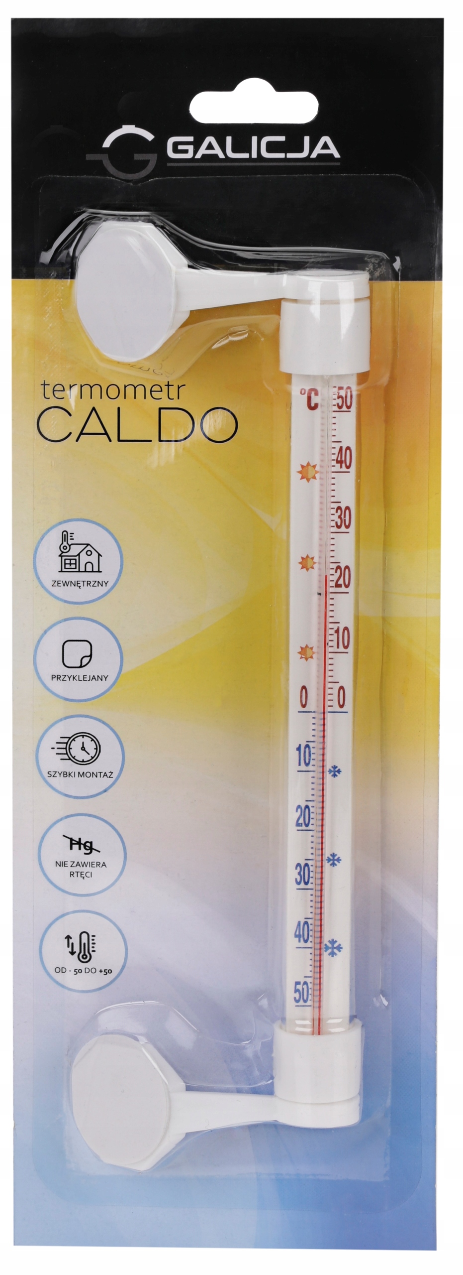 Termometr Biały Mały Zewnętrzny Przyklejany Na Okno Bez Rtęci