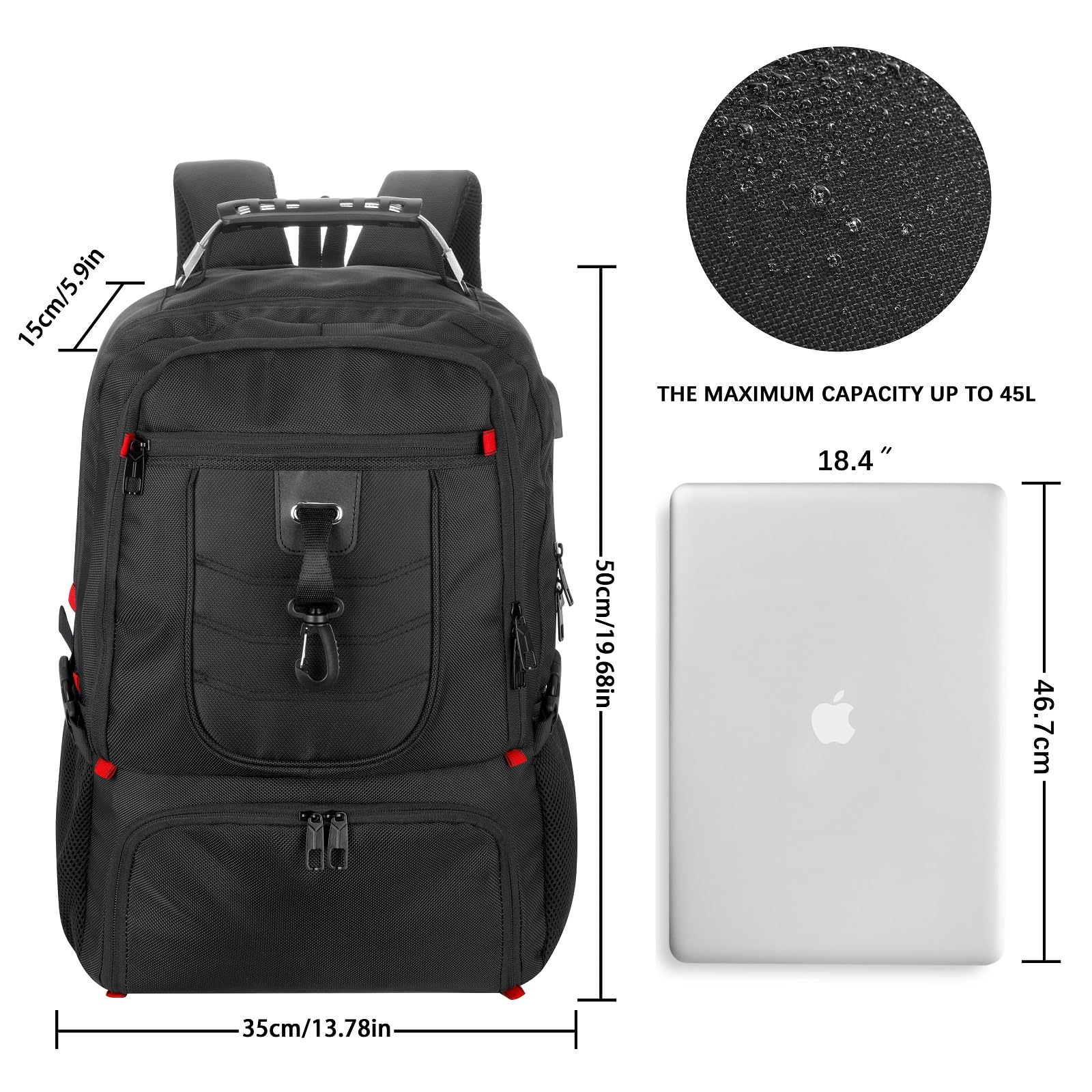 YAMTION Plecak Męski Duży na Laptop 18,4" i Buty Wodoodporny — miniatura 6