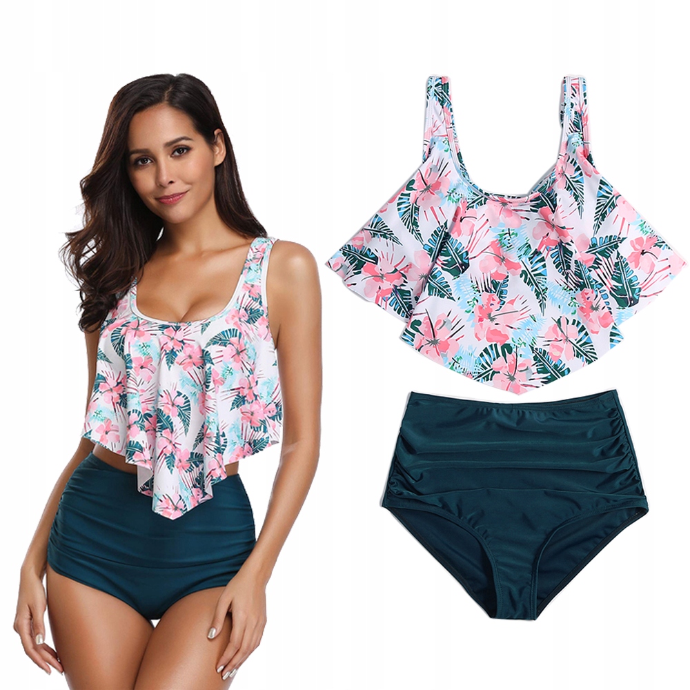 STRÓJ KĄPIELOWY DWUCZĘŚCIOWY WYSOKI STAN MODELUJĄCY DAMSKI WIELOKOLOROWY XL Marka Inna marka